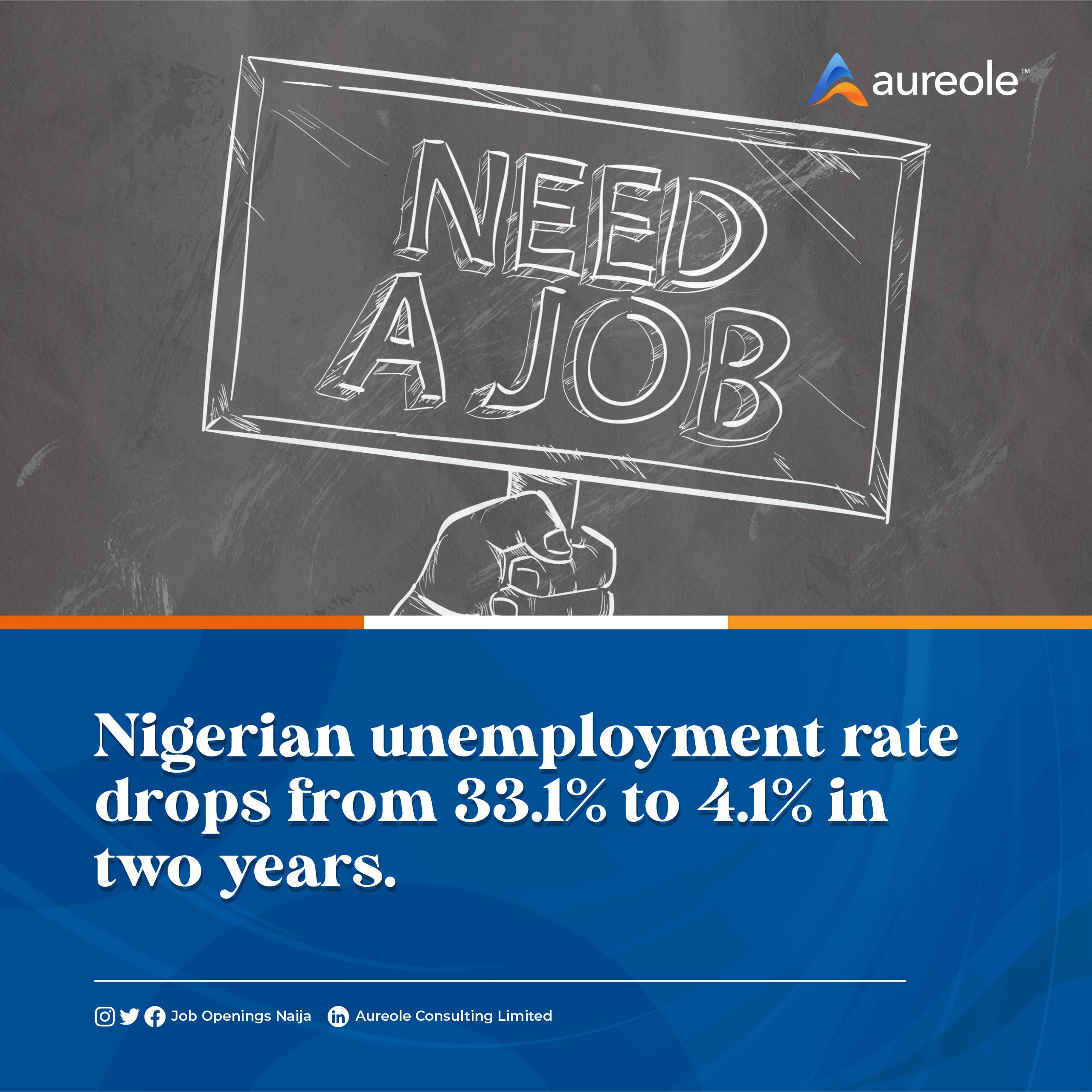 You are currently viewing NIGERIAN UNEMPLOYMENT RATE DROPS FROM 33.3% TO 4.1% IN TWO YEARS